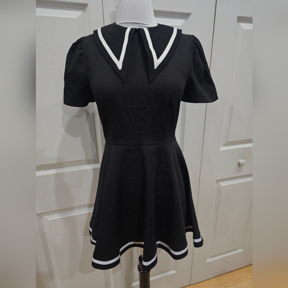 Dolls Kill Goth Widow Black & White Miss Your Hexes Sailor Mini Dress XS NWT - Picture 8 of 8